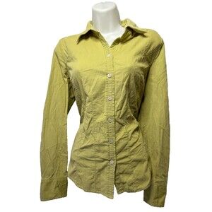 Womens Eddie Bauer Yellow Corduroy Button Up Blouse Long Sleeve shirt